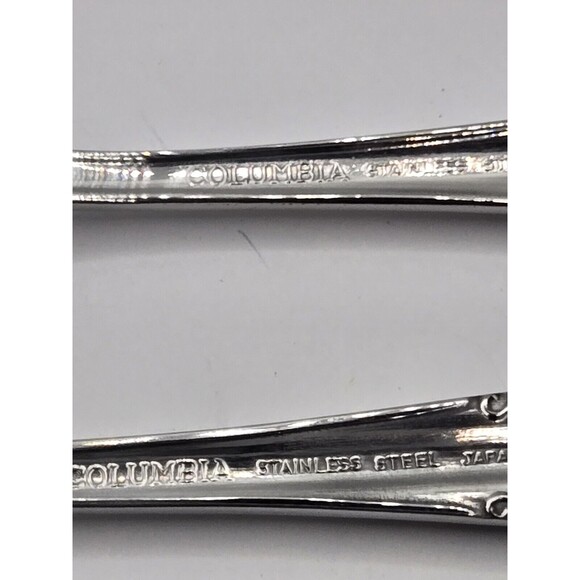 Vintage Stainless Flatware Spoon Knife Fork Columbia Japan Beaded Edge Set of 20 - Picture 10 of 10